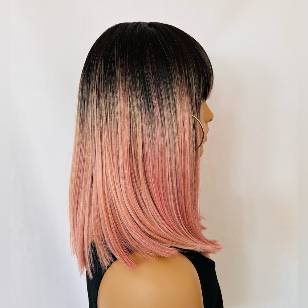 Pretty in Pink is this “Put On & Go” Premium Fibre Wig with Bangs 🎀 - Picture 5 of 11